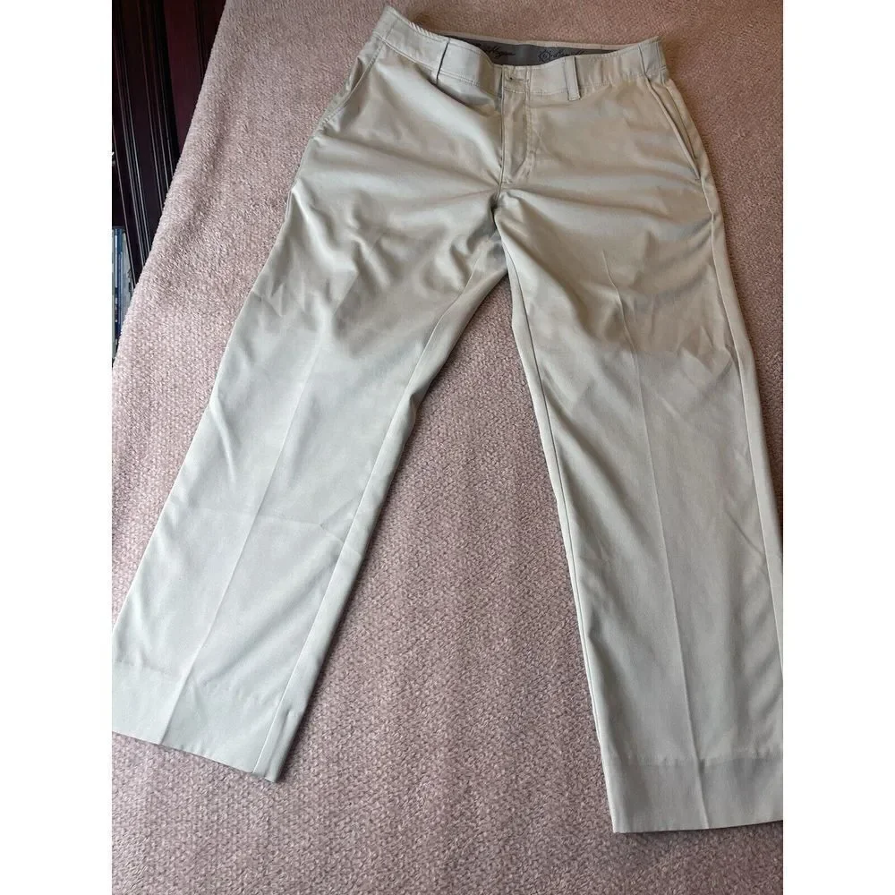 Ben Hogan Golf Pant 32x32 Men's Khaki Solid Active Flex Waistband Stretch Zip